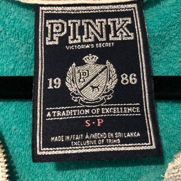 3/$15 Victoria’s Secret PINK teal zipper hoodie - Picture 4 of 10